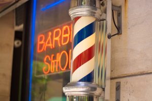 Barbershop entrance history photo